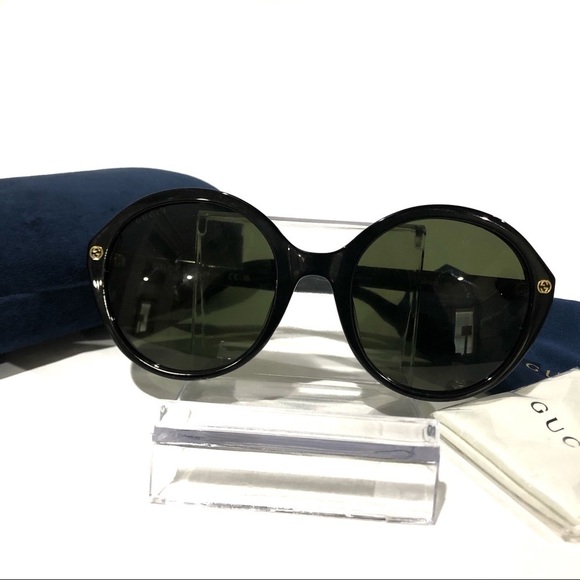 New & Authentic Gucci Round Oversized Lens Black GG023S Sunglasses - Picture 1 of 15